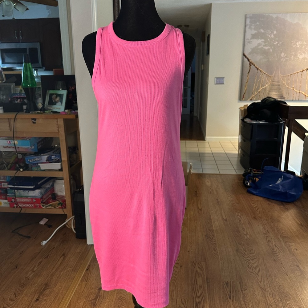 Barbie pink sleeveless summer dress. Casual and great for the beach